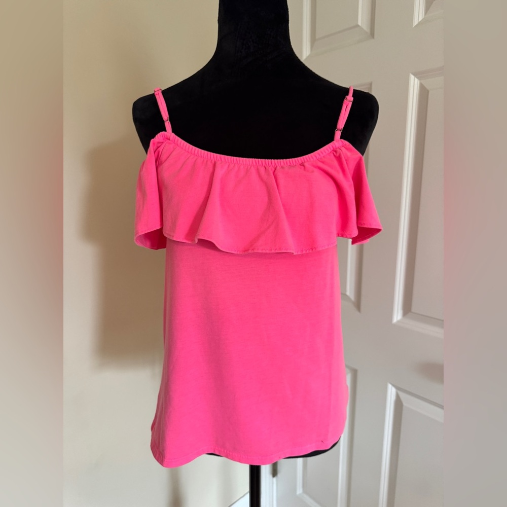 Lilly Pulitzer Tamiami top in Tiki Pink XXS -NWT Off-Shoulder Ruffle Cami Top